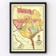 Texas Vintage Map 1837