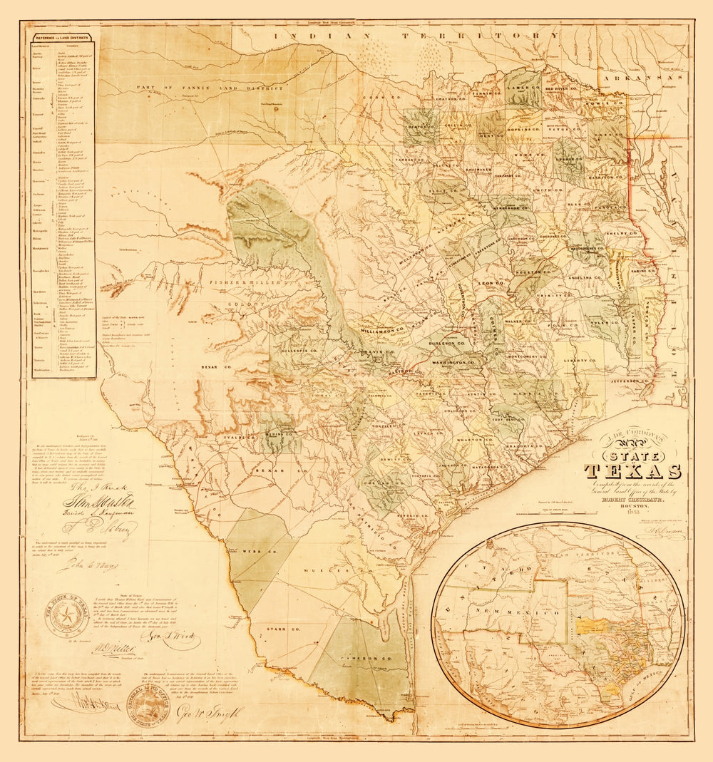 Vintage Map of Texas 1853 print style example