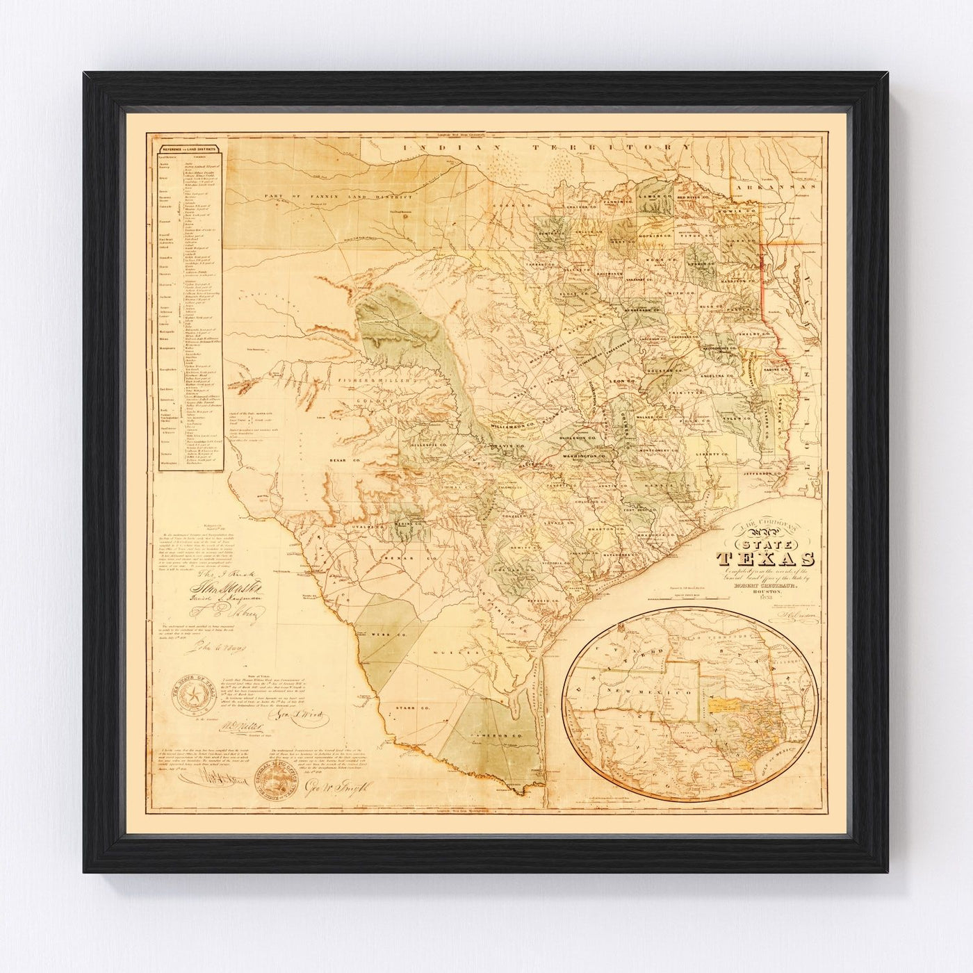 Texas Vintage Map 1853