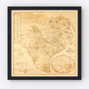 Texas Vintage Map 1853