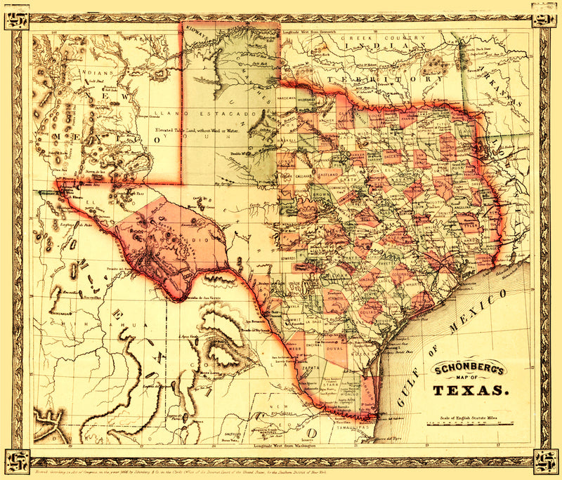 Size comparison using Vintage Map of Texas 1866