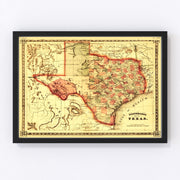 Texas Vintage Map 1866
