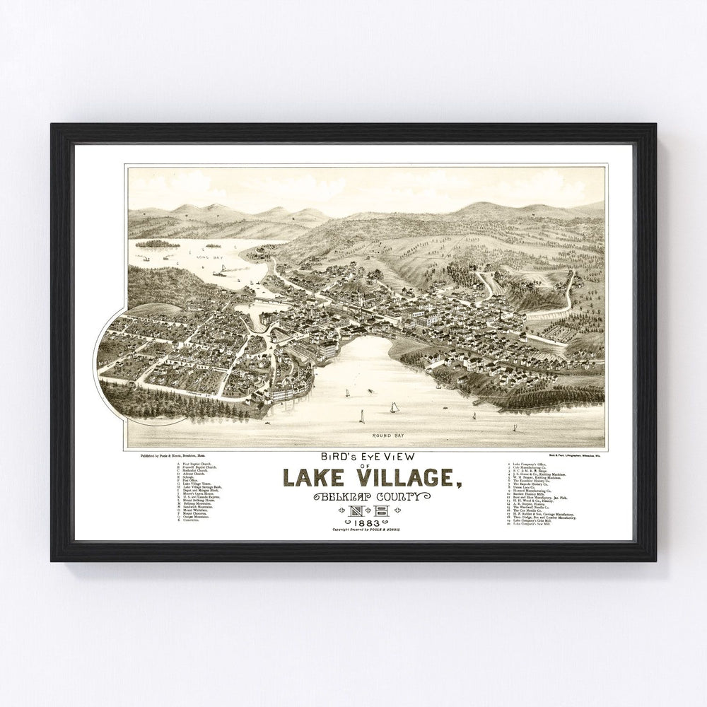 Lake Village Vintage Map 1883