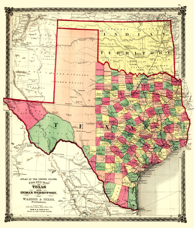 Size comparison using Vintage Map of Texas 1874