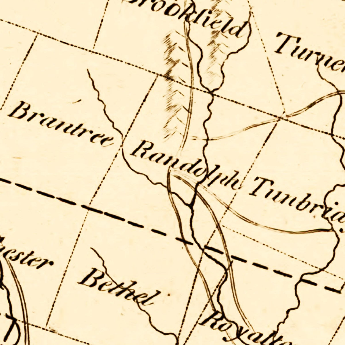 Restored historic details from the 1795 state map of Vermont, Vermont
