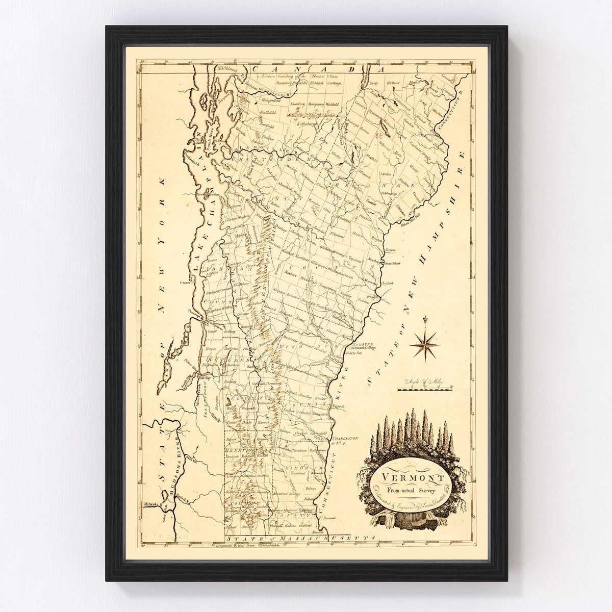 Vermont Vintage Map 1795