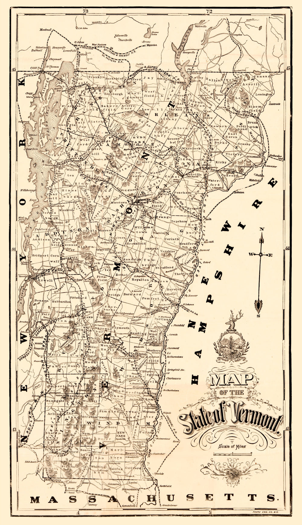 Vintage Map of Vermont 1890 print style example