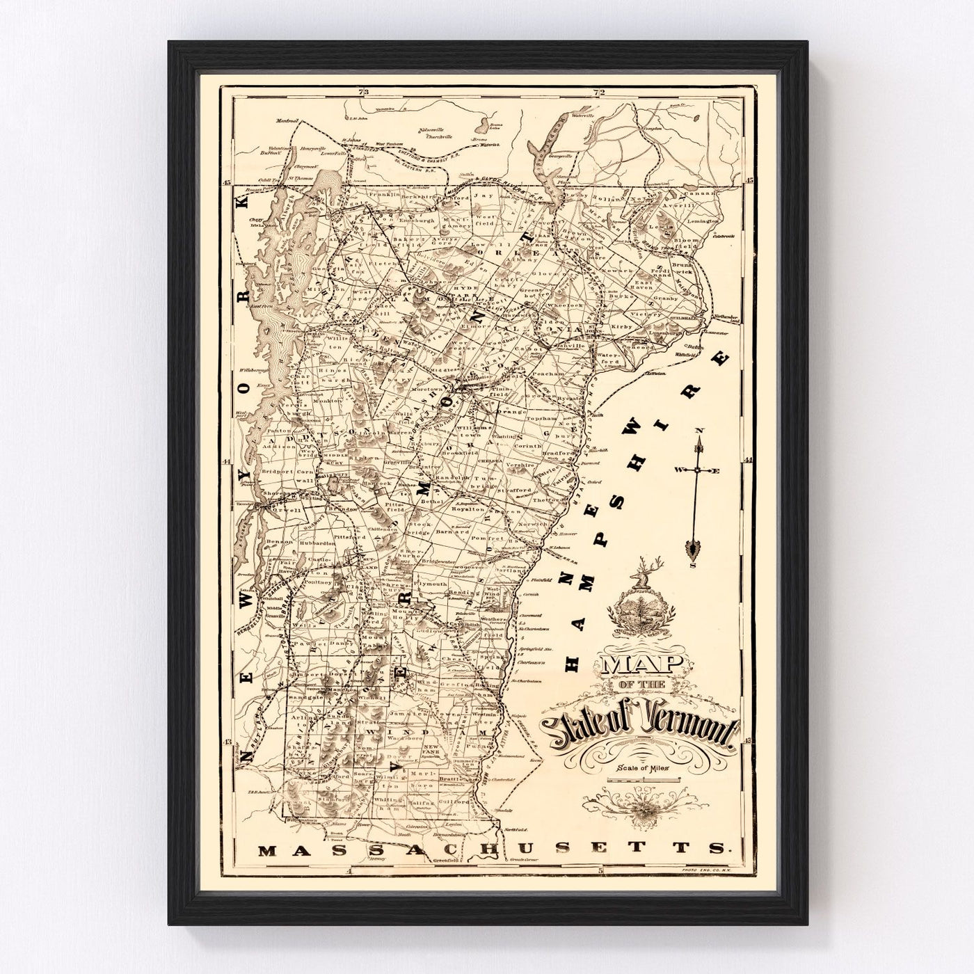 Vermont Vintage Map 1890