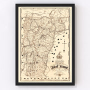 Vermont Vintage Map 1890