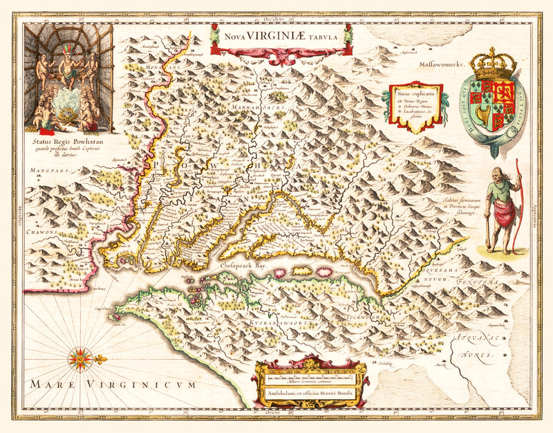 Size comparison using Vintage Map of Virginia 1644