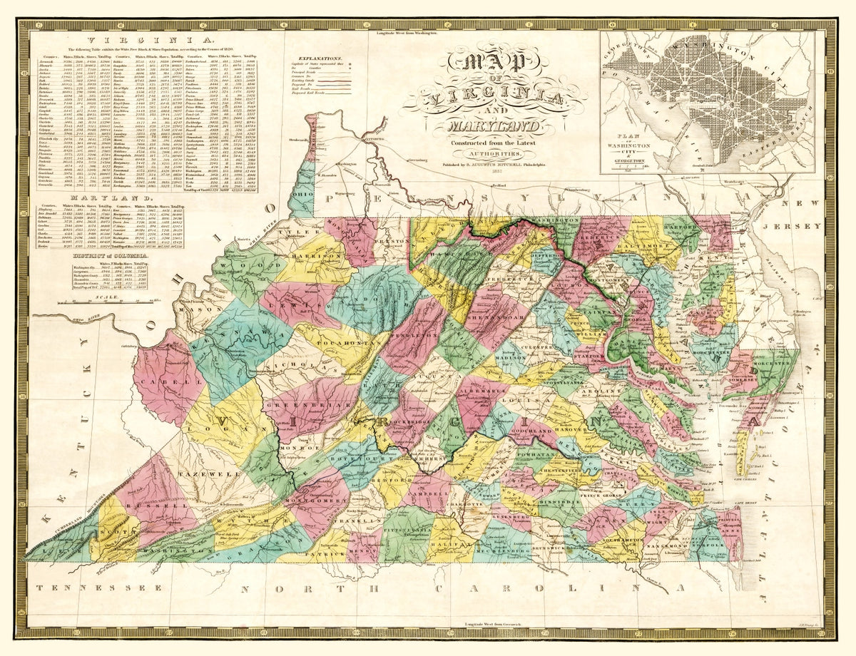 Preview of Vintage Map of Virginia 1832