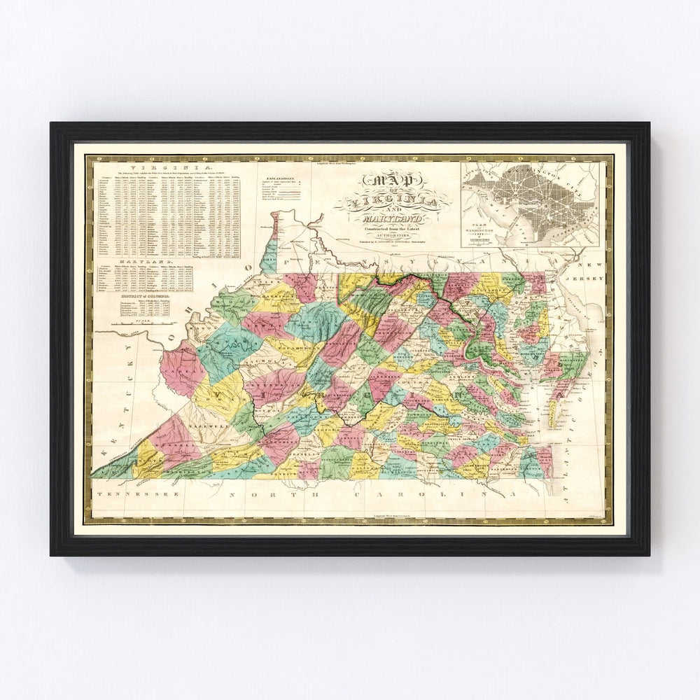 Virginia Vintage Map 1832