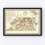 Virginia Vintage Map 1832