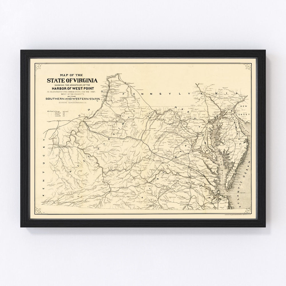 Virginia Vintage Map 1875