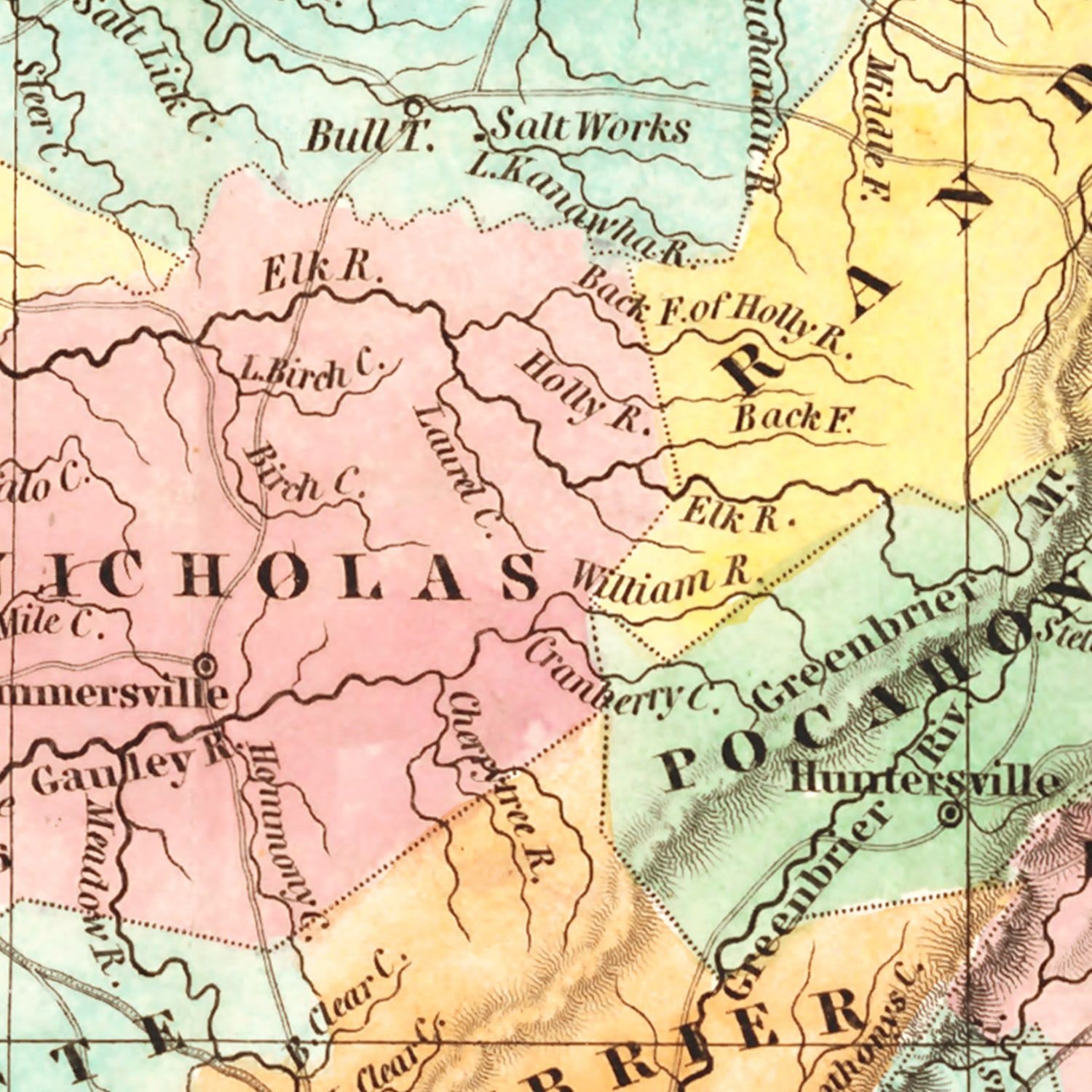 Restored historic details from the 1834 state map of Virginia, Virginia