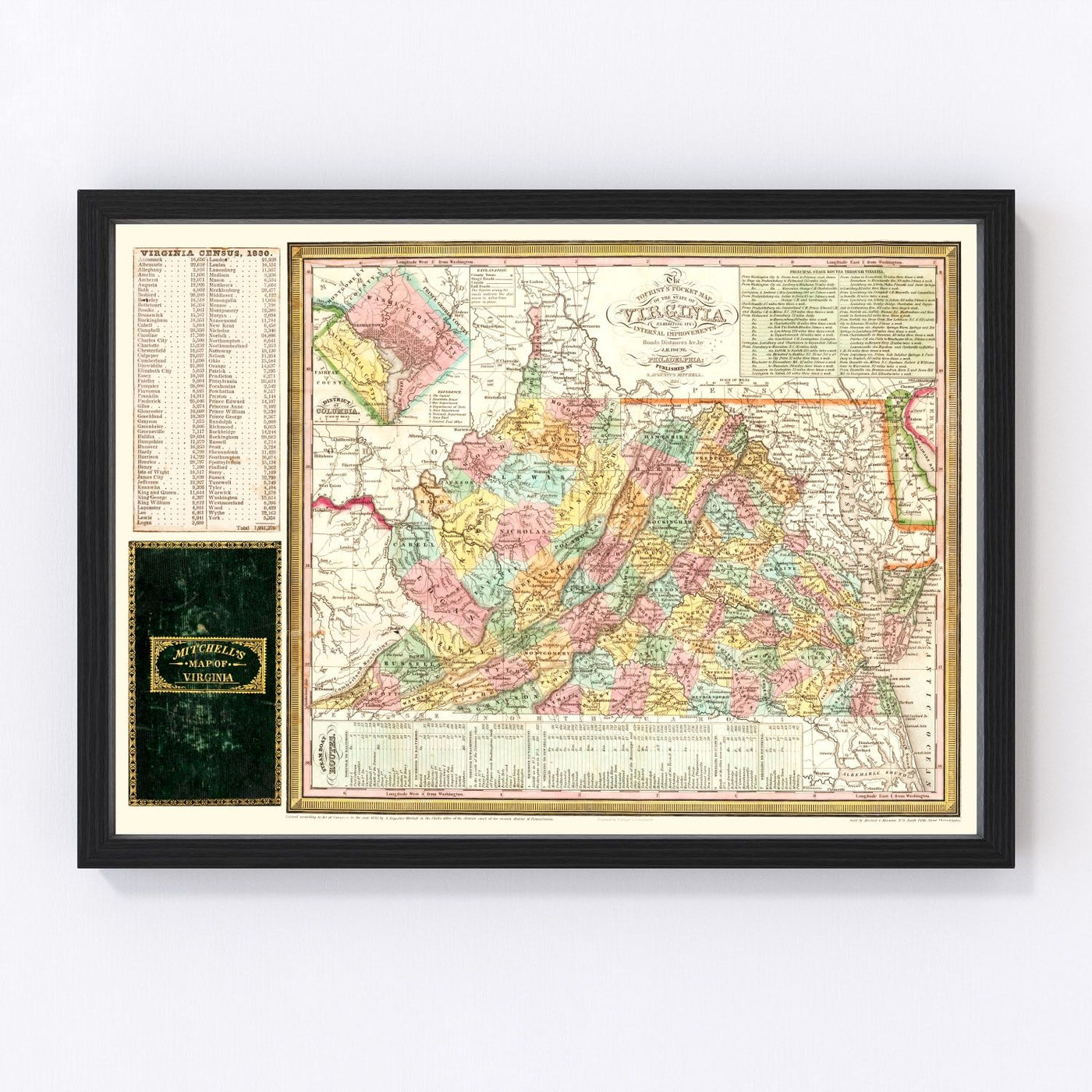 Virginia Vintage Map 1834