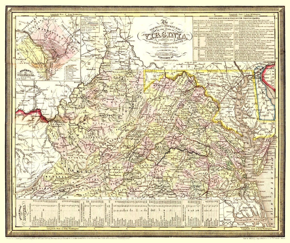 Preview of Vintage Map of Virginia 1853