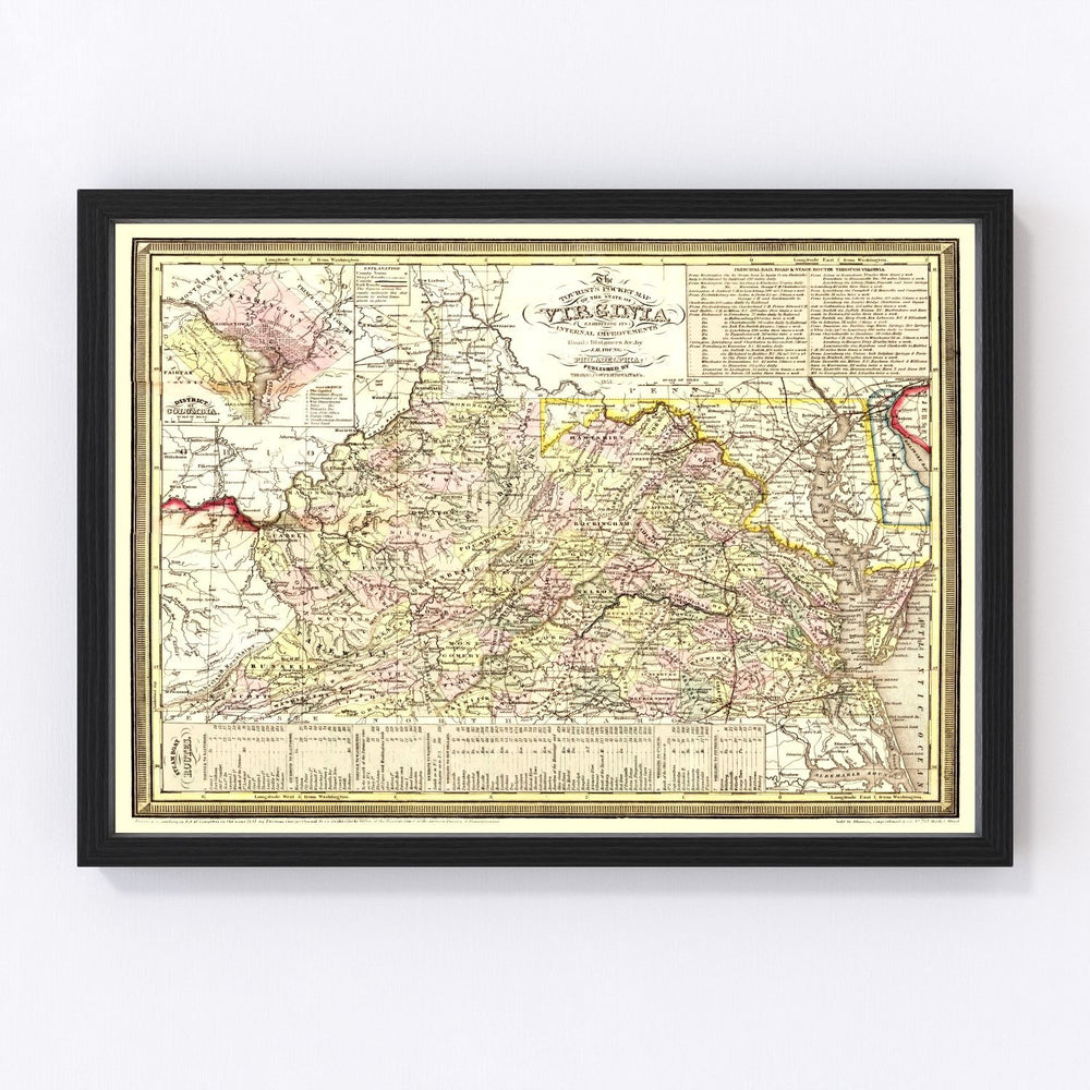 Virginia Vintage Map 1853