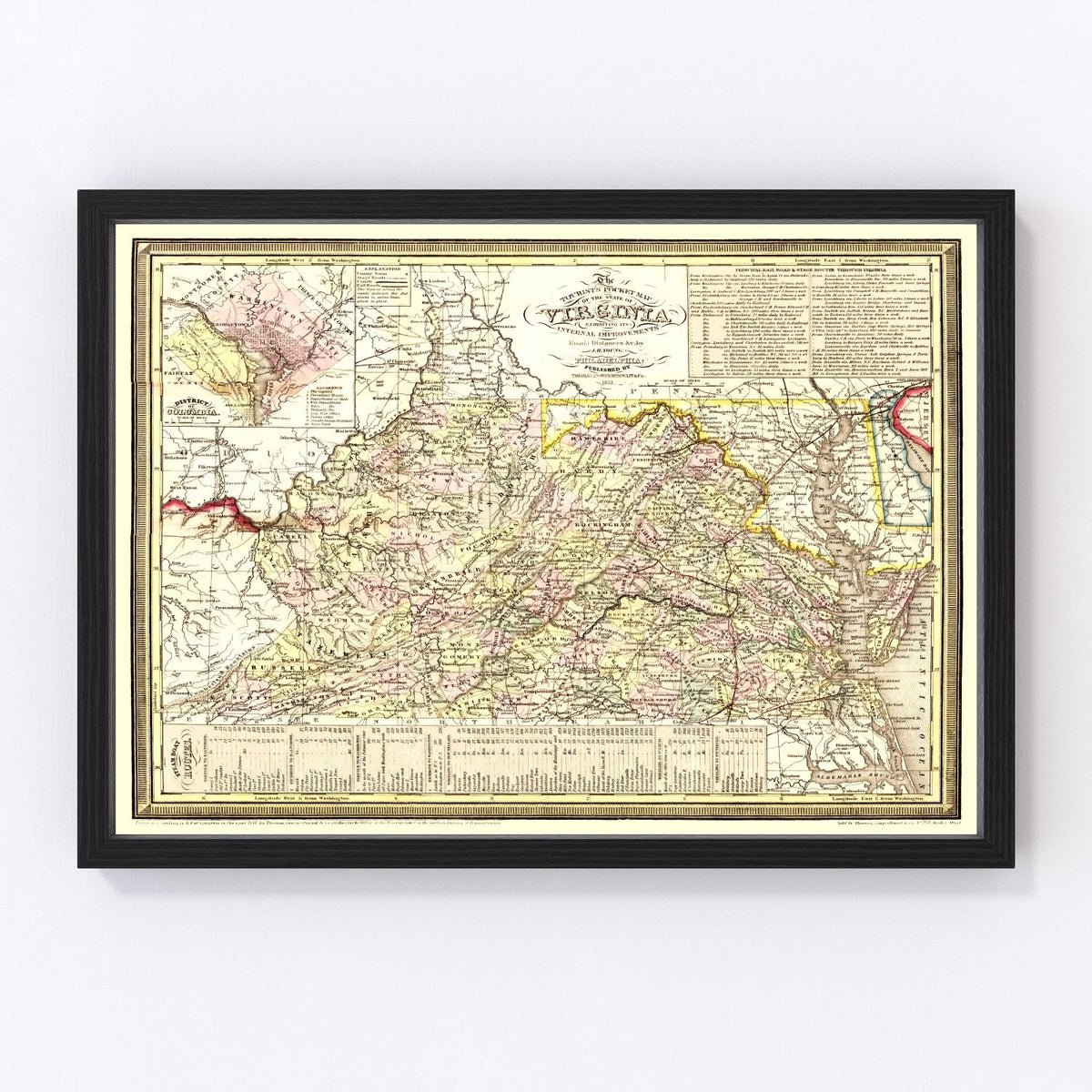 Virginia Vintage Map 1853