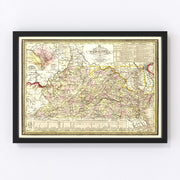 Virginia Vintage Map 1853