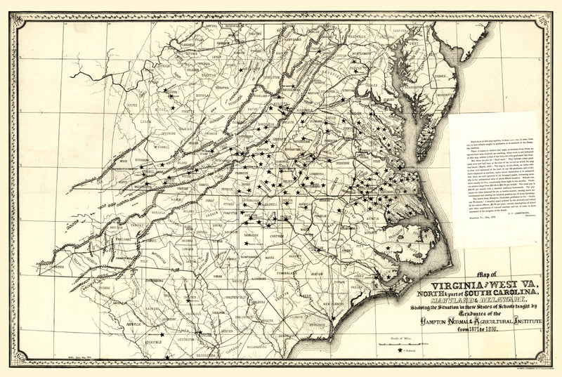 Size comparison using Vintage Map of Virginia 1876