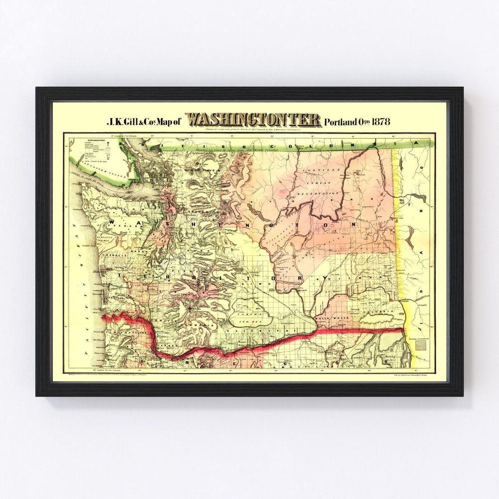 Washington Vintage Map 1878