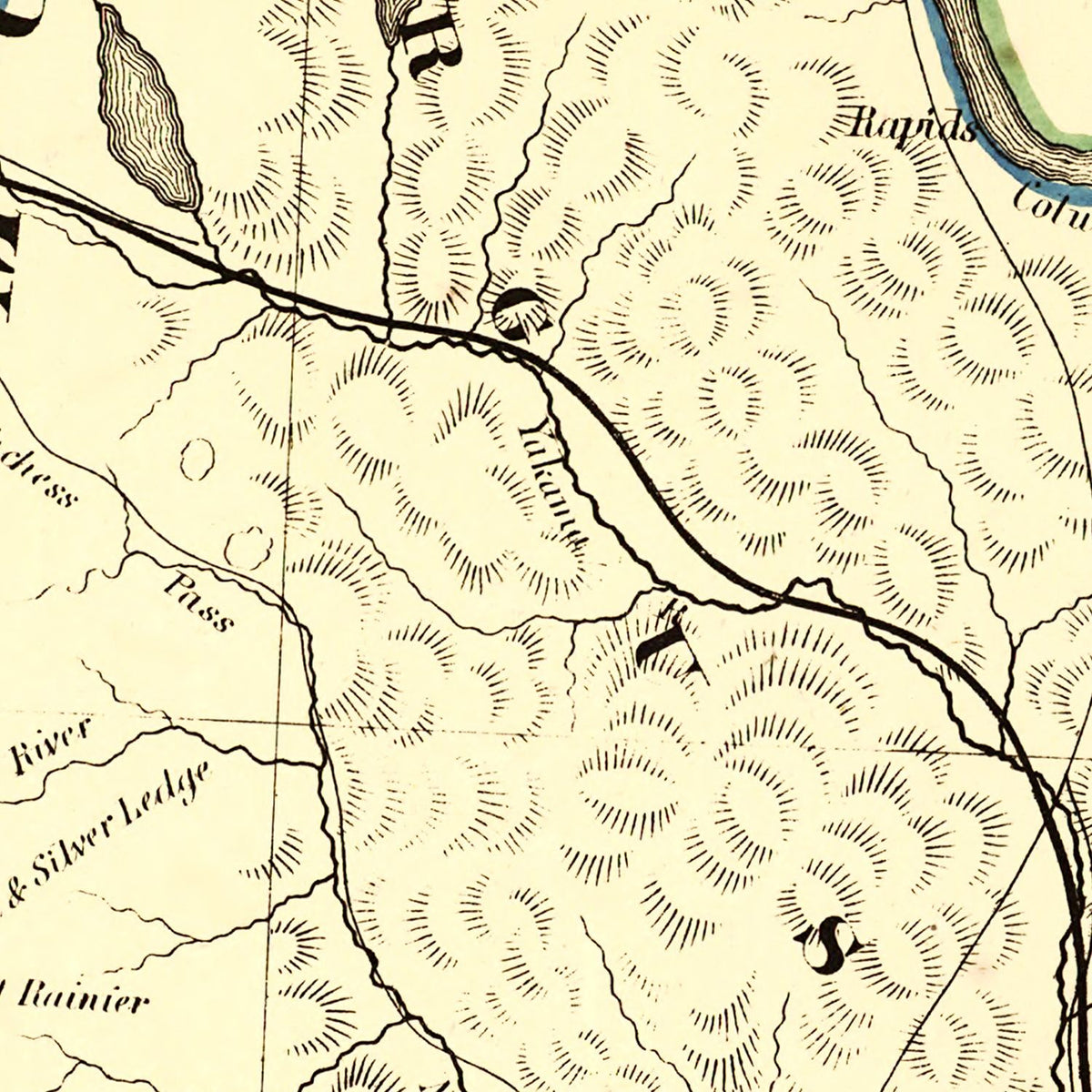 Restored historic details from the 1866 state map of Washington, Washington