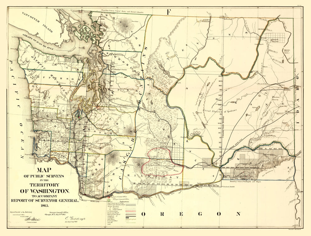 Vintage Map of Washington 1866 print style example