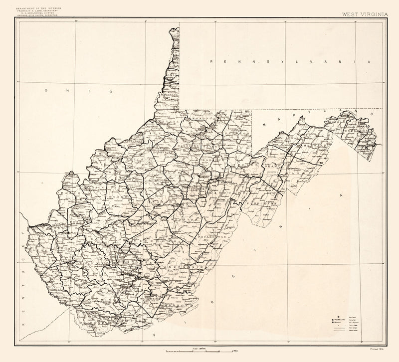 Size comparison using Vintage Map of West Virginia 1916