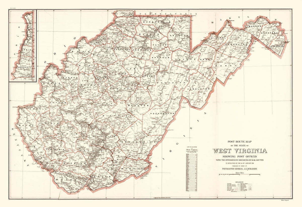 Preview of Vintage Map of West Virginia 1918