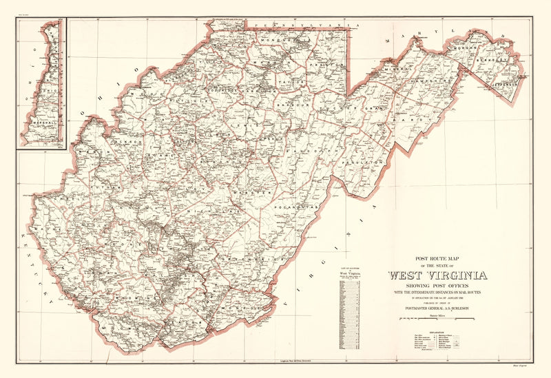 Size comparison using Vintage Map of West Virginia 1918