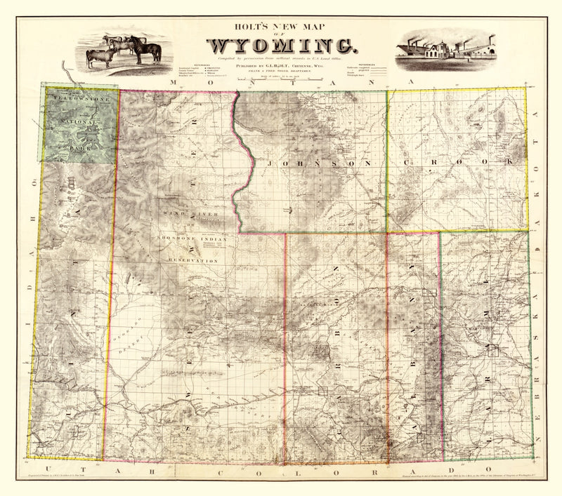 Size comparison using Vintage Map of Wyoming 1883
