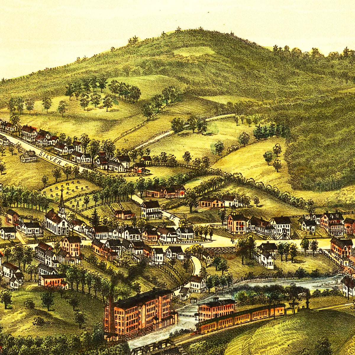 Restored historic details from the 1888 city map of Milton, New Hampshire