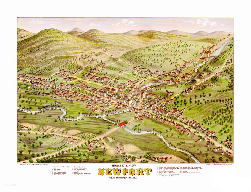 Size comparison using Vintage Map of Newport, New Hampshire 1877
