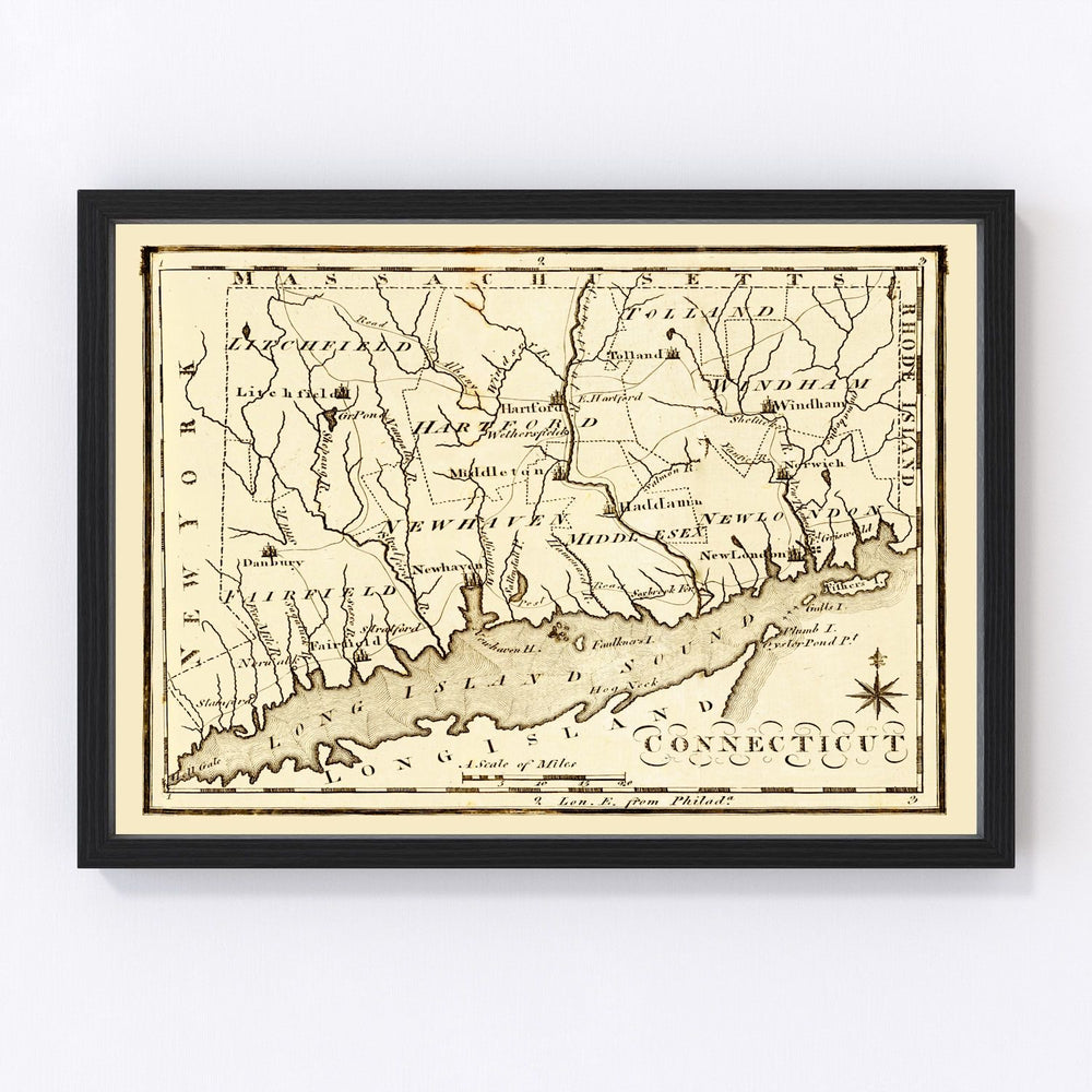 Connecticut Vintage Map 1795