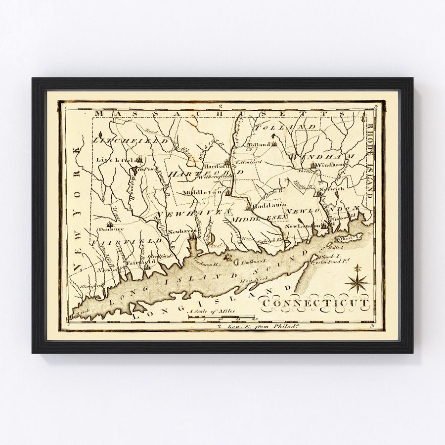 Connecticut Vintage Map 1795