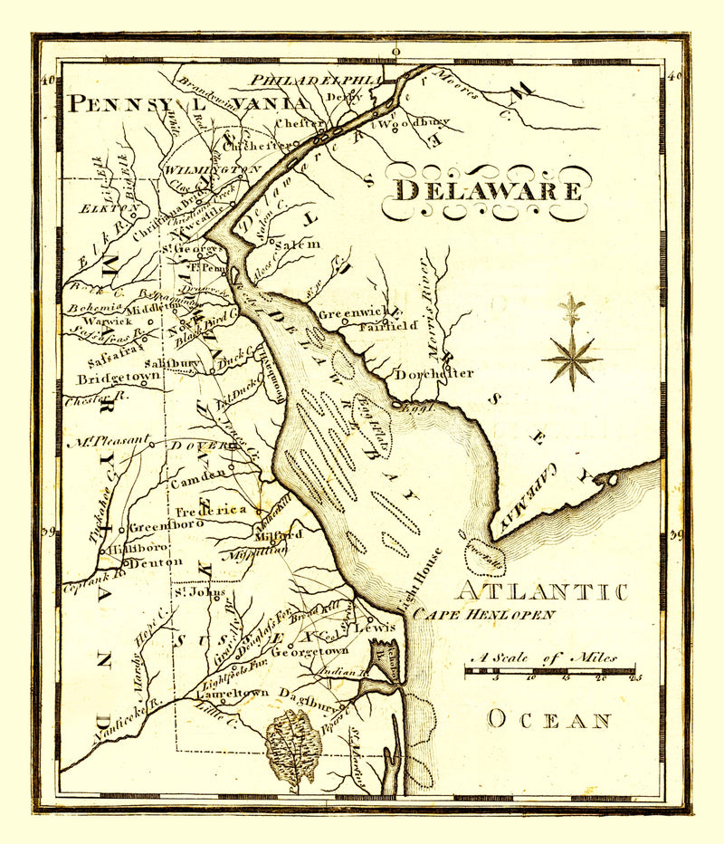 Size comparison using Vintage Map of Delaware 1795