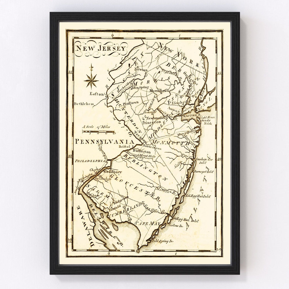New Jersey Vintage Map 1795