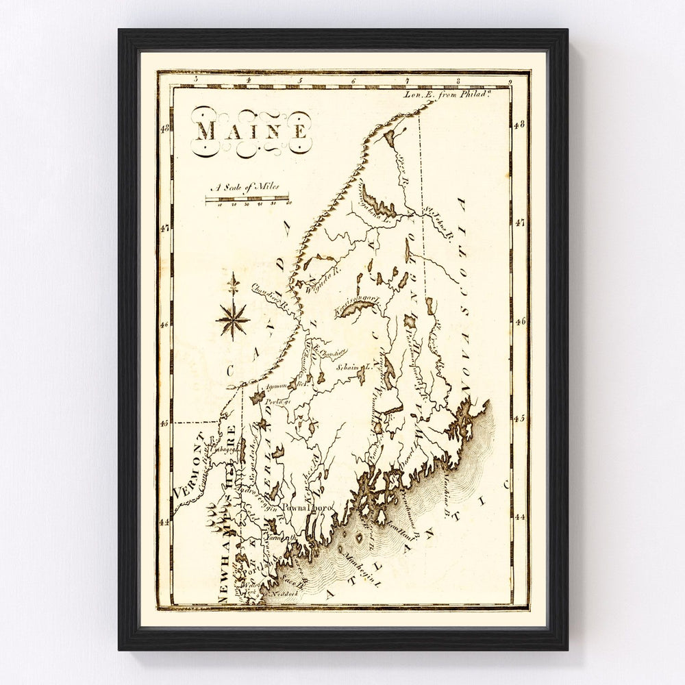 Maine Vintage Map 1795