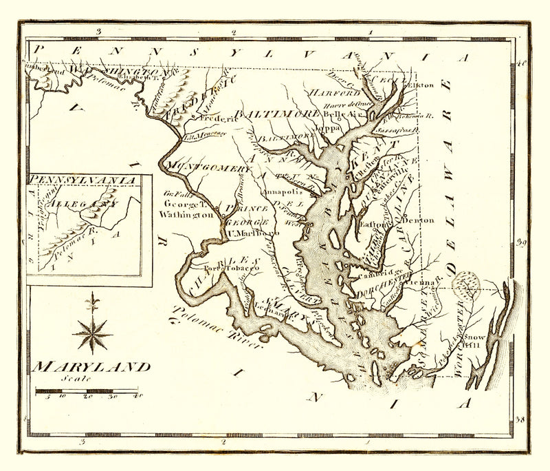 Size comparison using Vintage Map of Pennsylvania 1795
