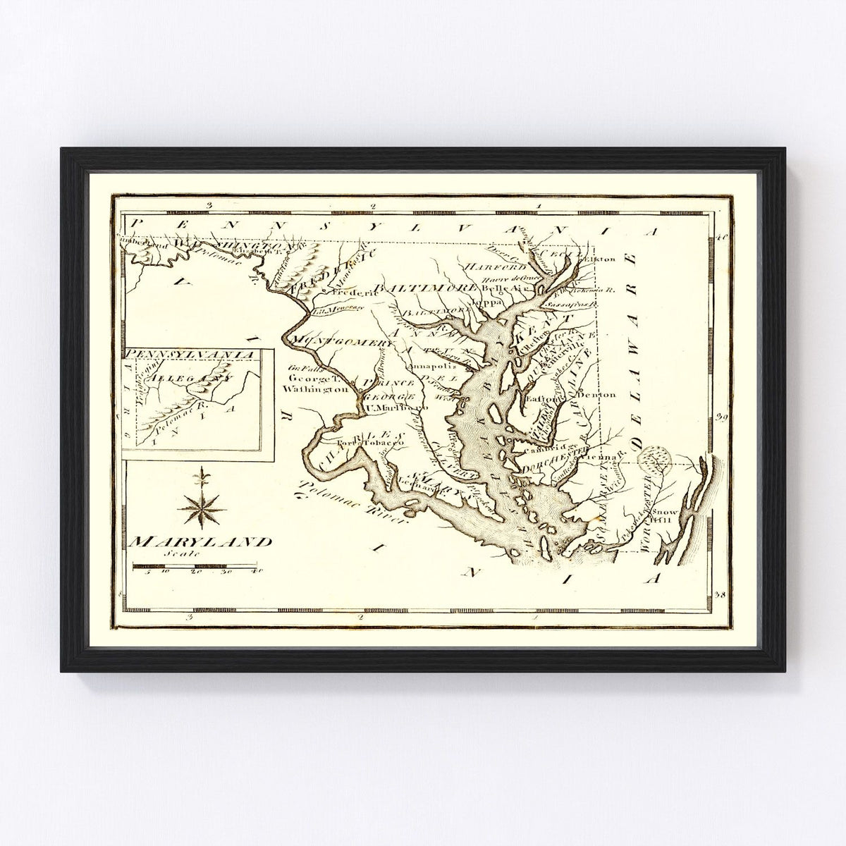 Pennsylvania Vintage Map 1795