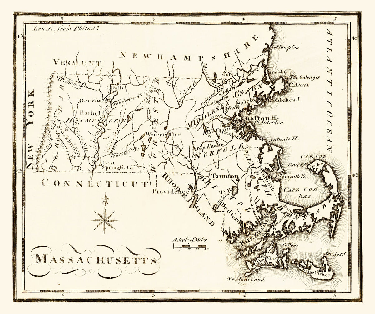 Preview of Vintage Map of Massachusetts 1795
