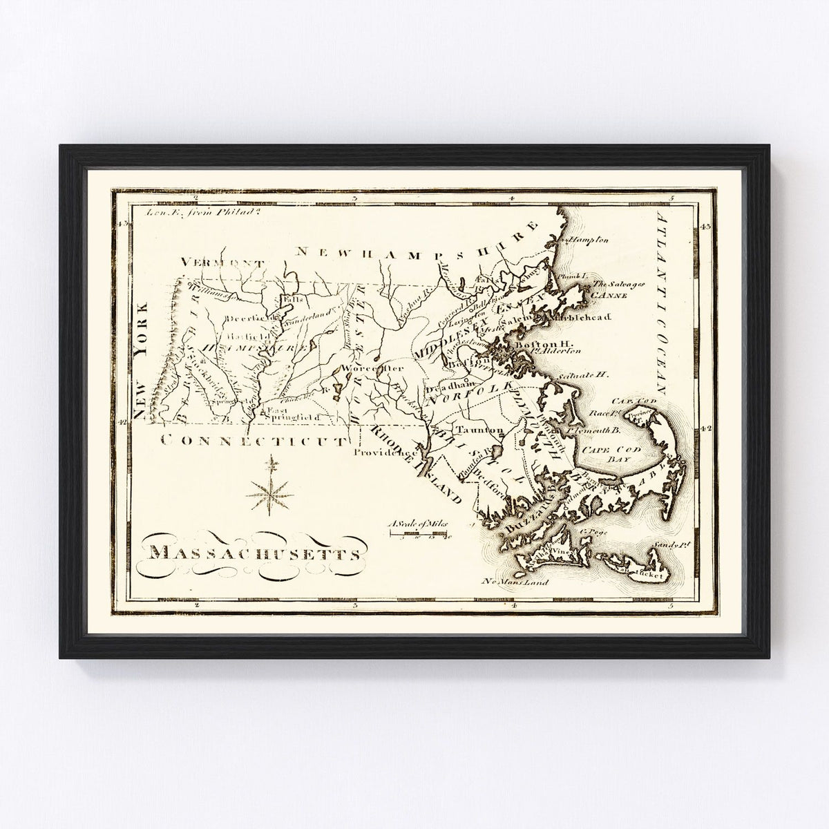 Massachusetts Vintage Map 1795
