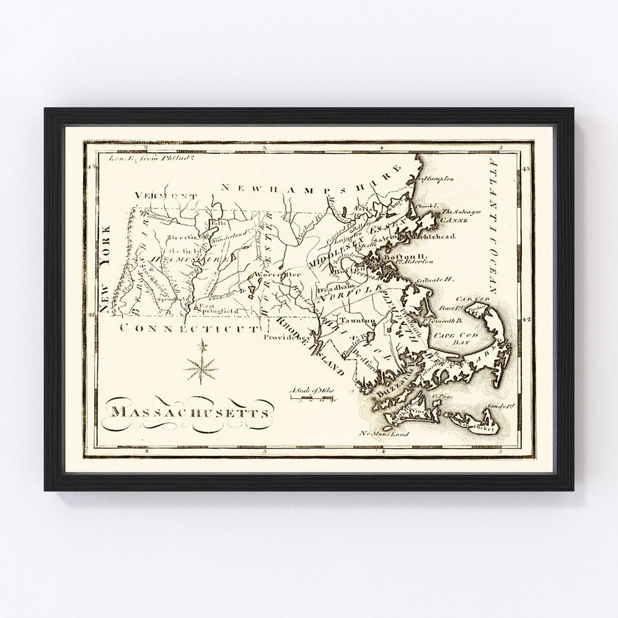 Massachusetts Vintage Map 1795