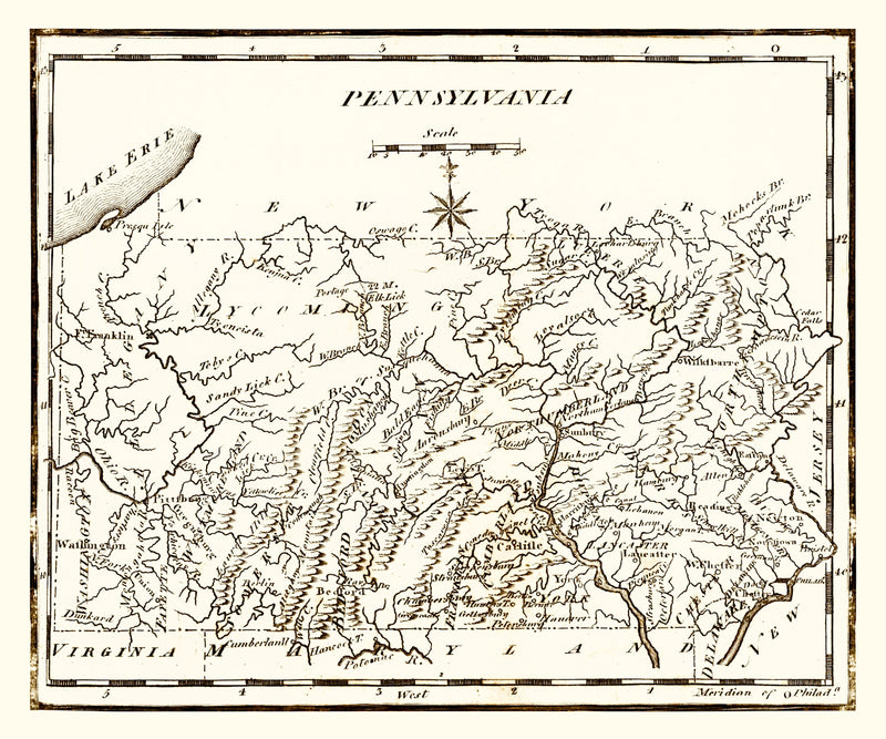 Size comparison using Vintage Map of Pennsylvania 1795