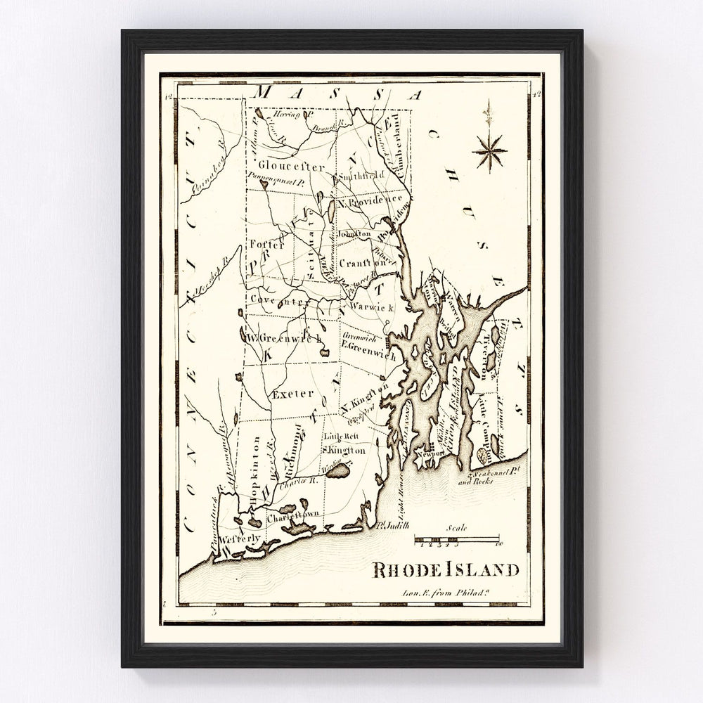 Rhode Island Vintage Map 1795