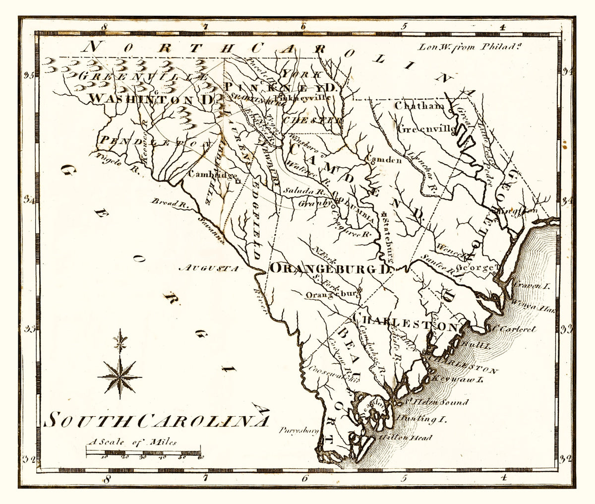 Preview of Vintage Map of South Carolina 1795