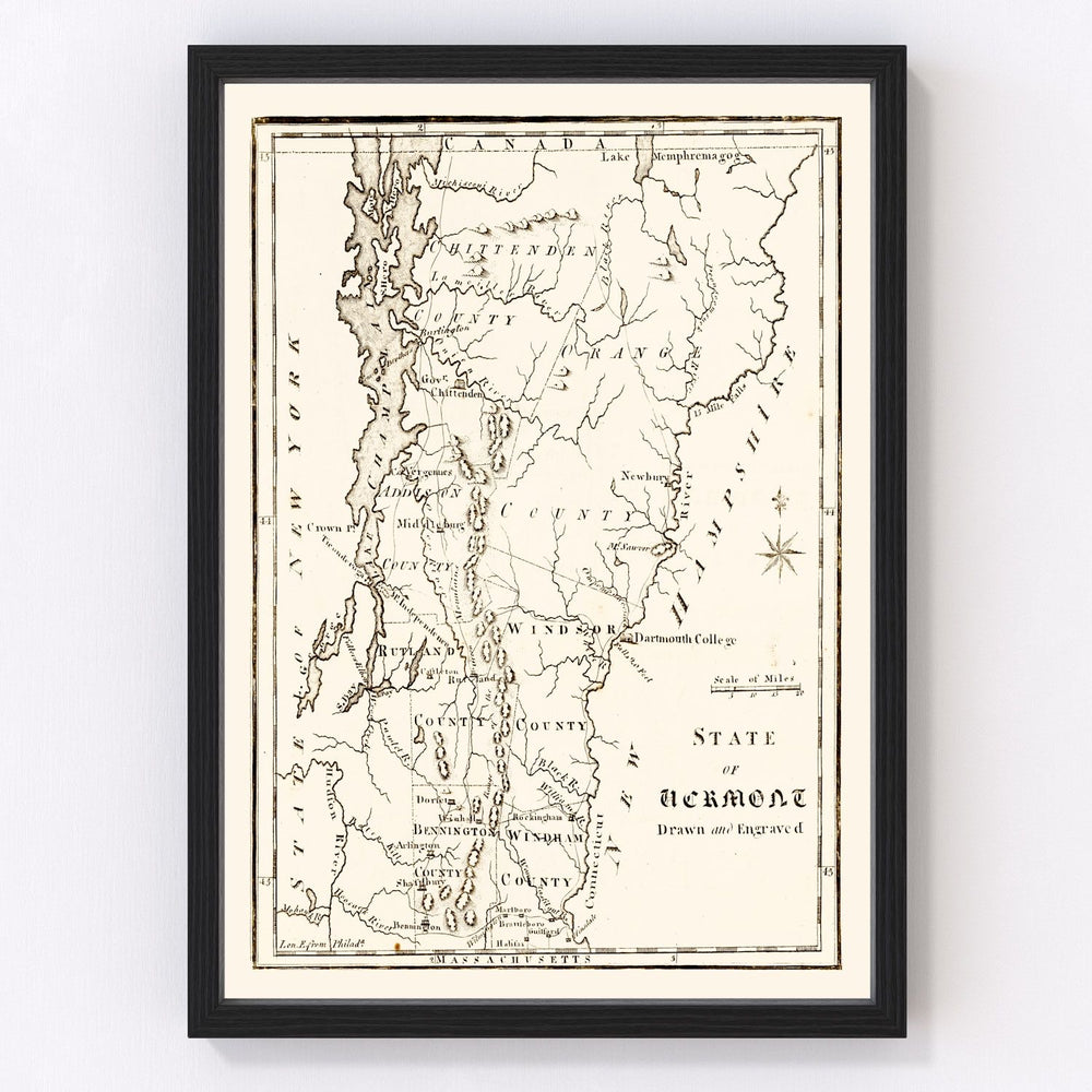 Vermont Vintage Map 1795