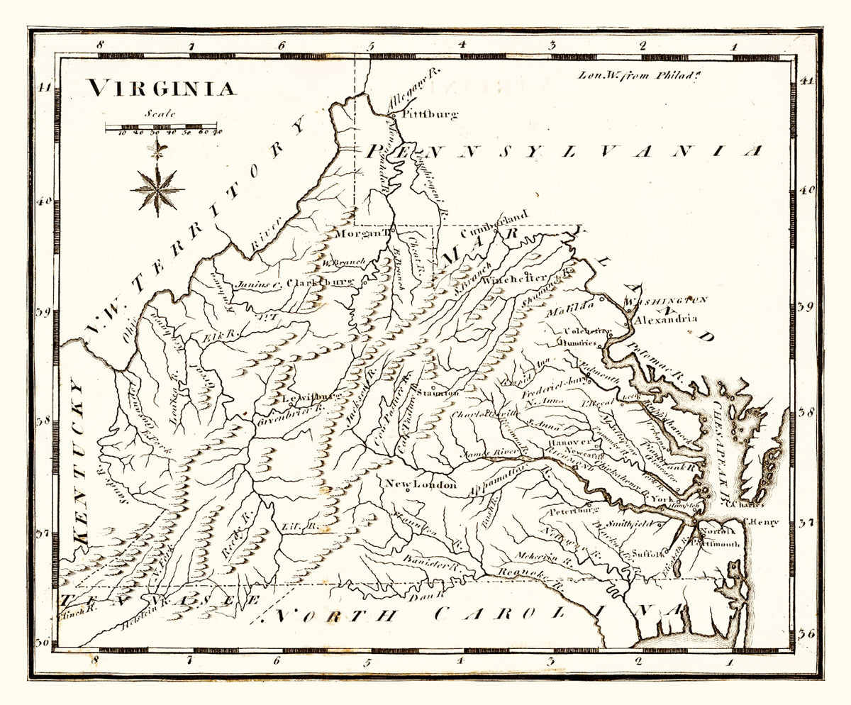 Preview of Vintage Map of Virginia 1795