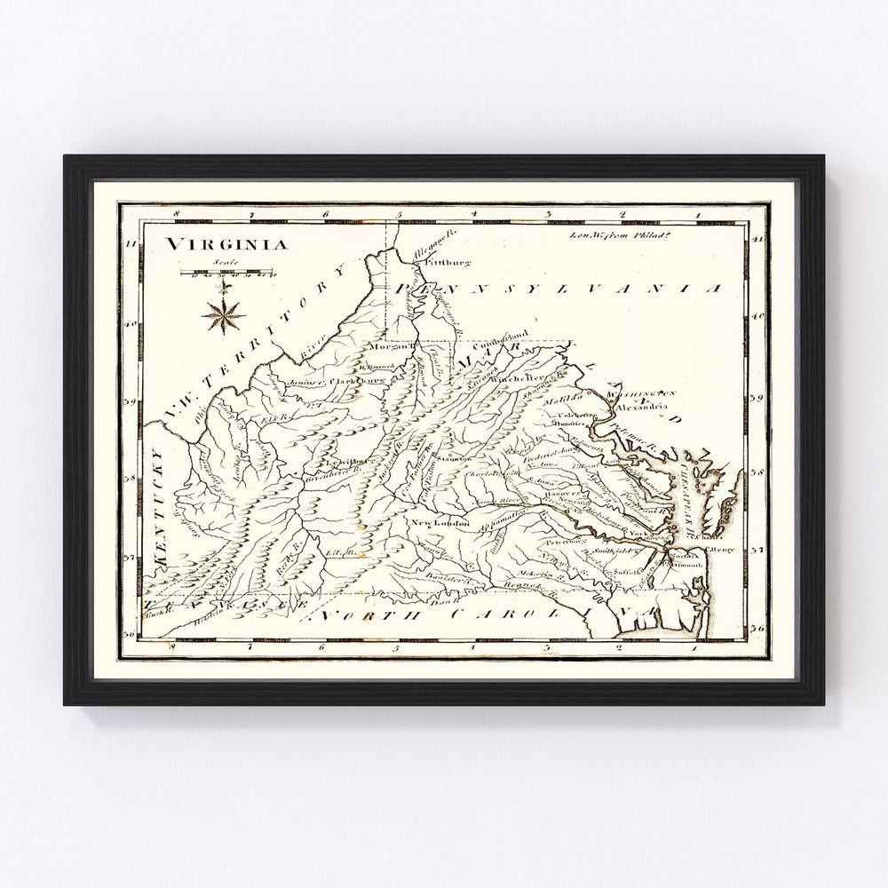Virginia Vintage Map 1795